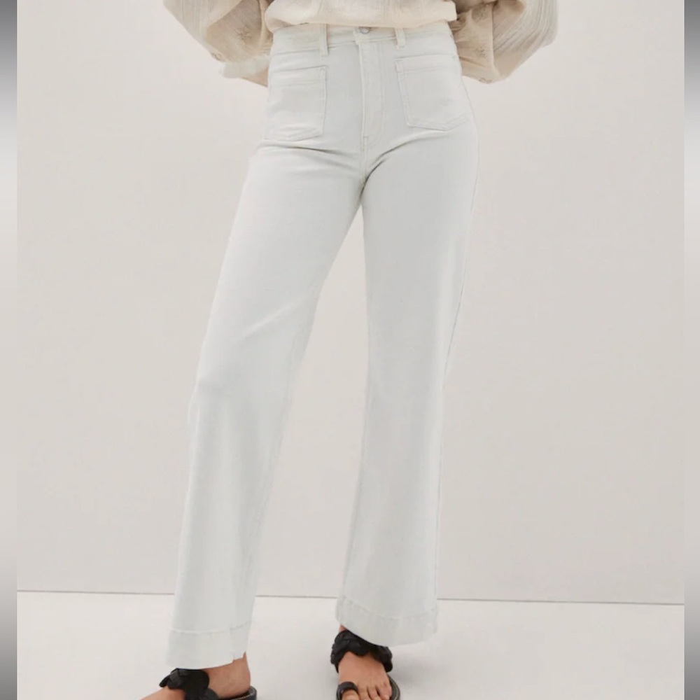 NWOT MANGO Wide Leg Jeans with Pockets Cream